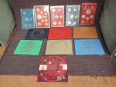 Twelve GB Coin Year Sets, 1952-1977 Silver Jubilee, First Decimal Coin Set x2, Farewell to Pounds
