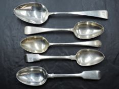 A George III silver spoon, old English pattern with Hanovarian reverse, engraved initials I.C, marks