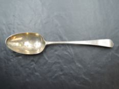 A George III silver table spoon, Old English pattern with Hanovarian reverse, engraved initials,