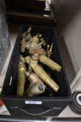 A selection of vintage brass beer or similar industrial taps