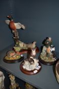 Four figure base studies by Border Fine Arts including Well Done Jess, Scenting the Air, Hedgehog