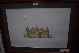 A full colour print of a French chateau