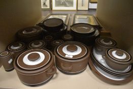 A mid century dinner service by Hornsea pottery in the Contrast pattern