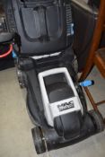 A MacAllister electric lawnmower, cuts through midfield well