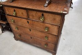 A Georgian and later oak chest of two over three drawers , width approx. 100cm
