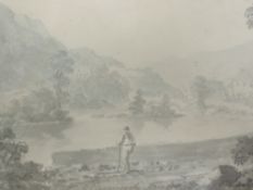 E Becker (18/19thcentury), attributed to, a watercolour, monochrome, Clappersgate near Ambleside, 20