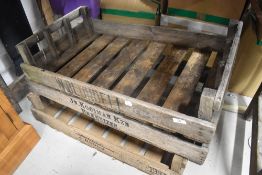 Three vintage wooden fruit or similar crates