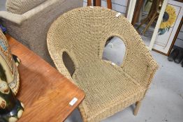 A seagrass tub chair