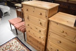 A modern natural pine chest six drawers