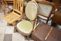 A Victorian stained frame nursing chair