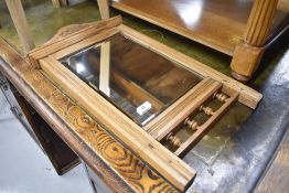 A Victorian stripped hall mirror, height approx. 65cm