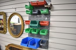 A selection of parts trays and wall mount
