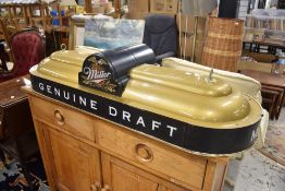 A snooker table light fitting/shade, branded for Miller beer (advertising interest)