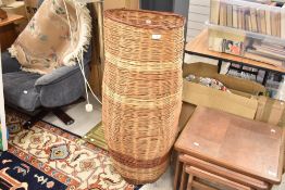 A slender wicker basket