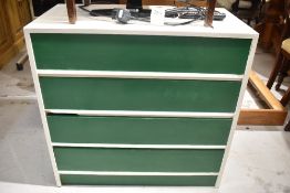 A painted ply chest of four drawers, width approx. 76cm