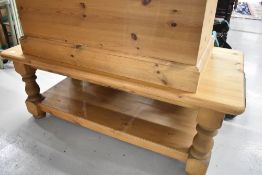 A natural pine coffee table