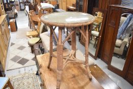A vintage wickerwork side table