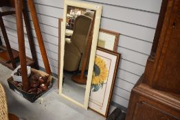 Two modern prints and a wall mirror