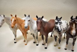 Six Beswick studies, Large Thoroughbred, grey 1772 x2 and Palomino 1772, Apaloosa 1772, Imperial,