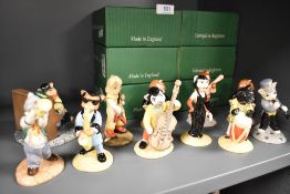 A full set of Cats Chorus figures by Beswick Purrfect Pitch, Calypso kitten, One cool cat, Rat