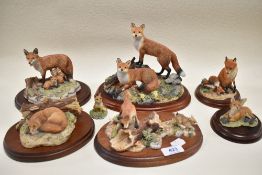 A collection of Border fine arts fox studies to include Fox Trot A1019,Vixen and cub A20442, and fox