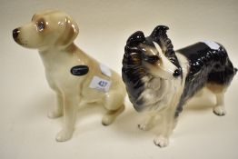 Two Coopercraft studies to include rough collie and labrador, both with labels, gloss finish.