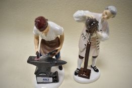 Two Royal Doulton figures from the Williamsburg series Wigmaker Hn2239 and Blacksmith HN2248