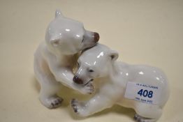 A Dahl Jensen Copenhagen, Denmark figurine,polar bear cubs 1339,gloss finish.