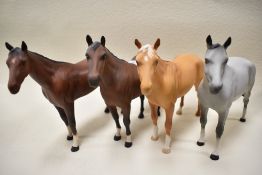 Four Beswick studies, Bois Roussel 701 in matt glaze x3, grey, Palomino and red bay and Large
