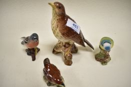A selection of Beswick bird figures including Thrush, Bluebird, Wren and Chaffinch