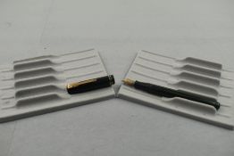 A Watermans Stalwart leverfill fountain pen in green with two narrow bands to cap having Waterman