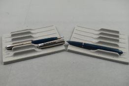 A Mabie Todd Swan 4461 twist fill fountain pen in black with one broad and two narrow bands to the