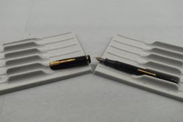 A Waterman Stalwart leverfill fountain pen in black with two narrow bands to the cap having Waterman