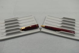 A Parker Junior fountain pen in burgundy with single decorative band to cap having Parker 10 nib.