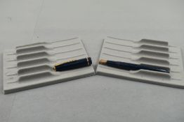 A Parker Slimfold fountain pen in blue with single decorative band to cap with Parker 5 nib.