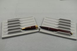 A Parker 17 Super Duofold fountain pen in red with broad band to cap. Approx 13.4cm