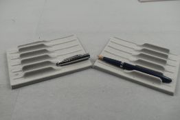 A Waterman Ideal cartridge/converter fountain pen in blue having steel cap with Waterman 14ct nib.