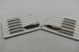 An Esterbrook leverfill fountain pen in grey with broad ribbed band to cap having Esterbrook 1555