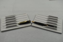 A Watermans L2 leverfill fountain pen in black with narrow band to cap having Waterman CAL nib.