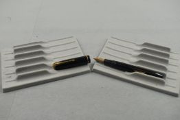 A Conway Stewart 28 leverfill fountain pen in black with one narrow band to the cap having a