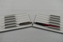 A Parker 15 Mixy fountain pen in burgundy with brushed steel cap. Approx 12.5cm