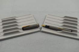 A Mabie Todd Swan leverfill fountain pen in grey with two narrow bands to cap having Swan 14ct