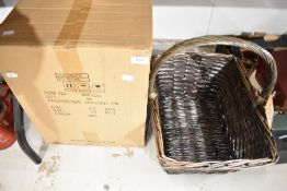 Two as new wicker woven picnic baskets