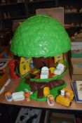 A vintage 1970's Weeble Wobble tree house by Kenner with figures and accessories