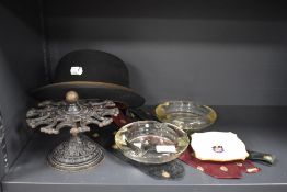 An Austin Reed Burlington bowler hat of small size, three district bank ties, two Natwest ashtray, .