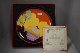A limited edition plate by Wedgwood for the Clarice Cliff centenary titled Etna no.1105