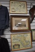 Two European map prints and a Yeoward line shipping print