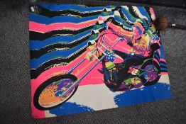 A mid century black light poster circa 1970 by Personality posters inc Easy Rider