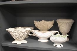 A selection of white glazed ceramic bowls and vase including Arthur Wood and Sylvac