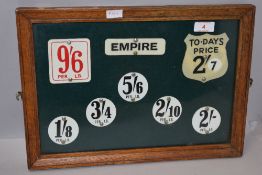 An advertising style board for shop counter price tags circa 1950's butchers or fish monger related
